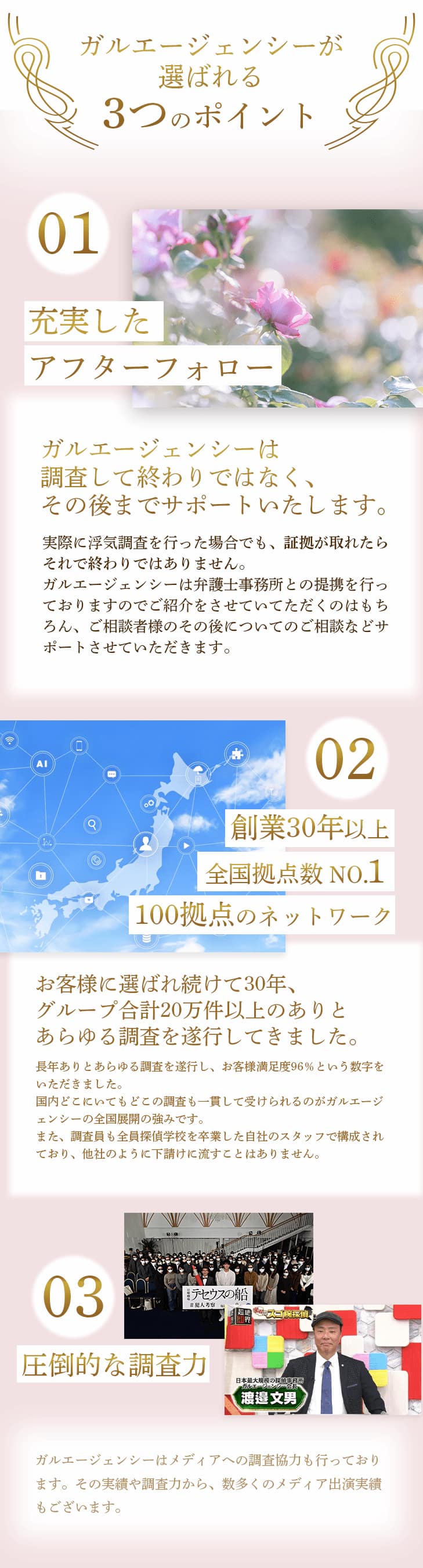 ガルエージェンシーが選ばれる3つのポイント